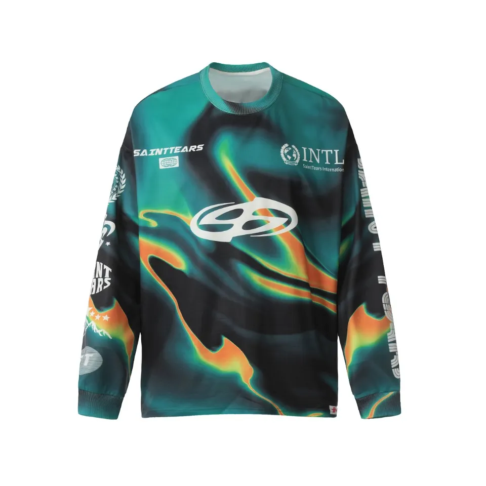 Saint michael tears all-over printed long-sleeved vintage autumn and winter T-shirt Style number: 119 Size: M L XL Wholesale price: 136 Color: blue yellow